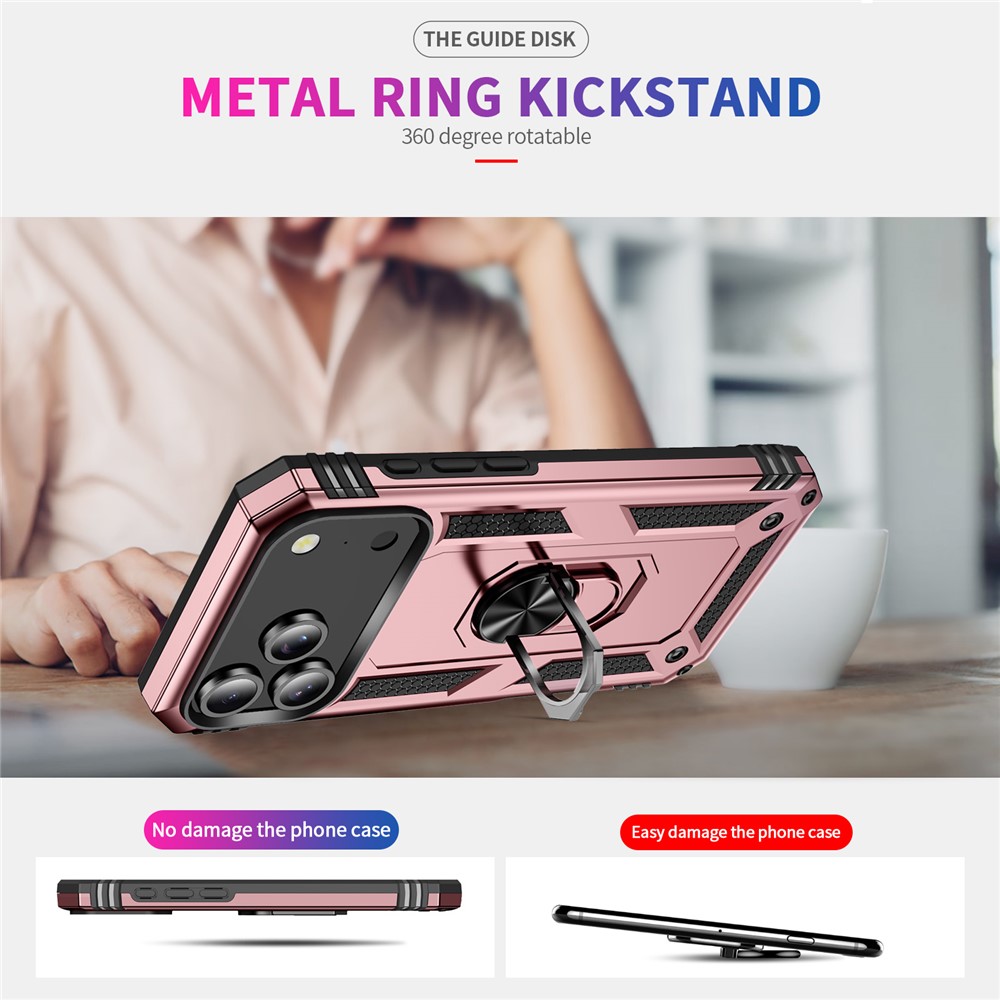  iPhone 17 Pro Skal Shockproof Hybrid Ring Roséguld - Teknikhallen.se