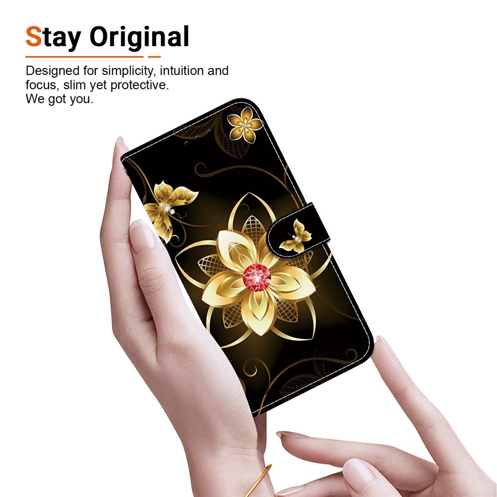  iPhone 17 Pro Fodral Med Tryck Guld Blomma - Teknikhallen.se