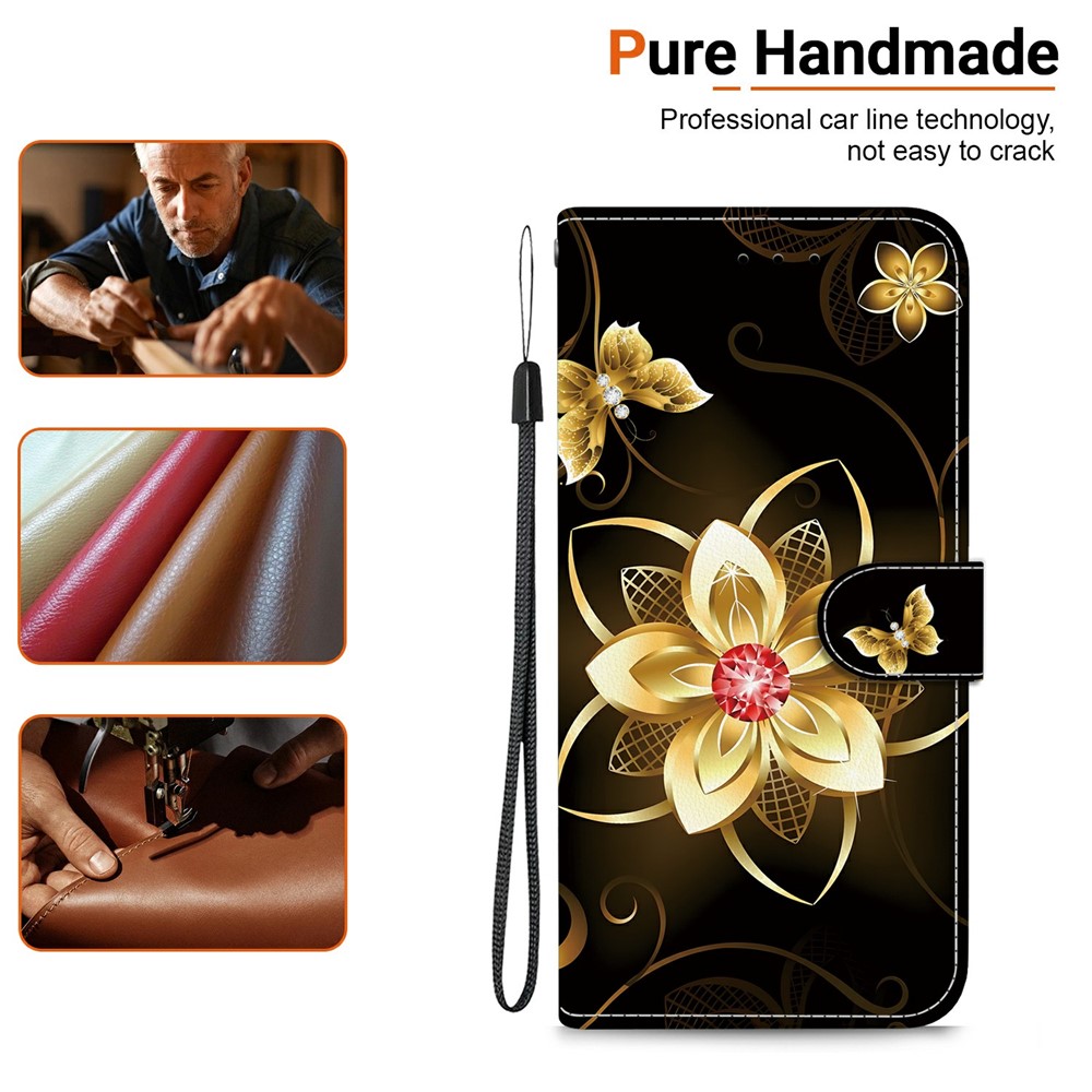  iPhone 17 Pro Fodral Med Tryck Guld Blomma - Teknikhallen.se