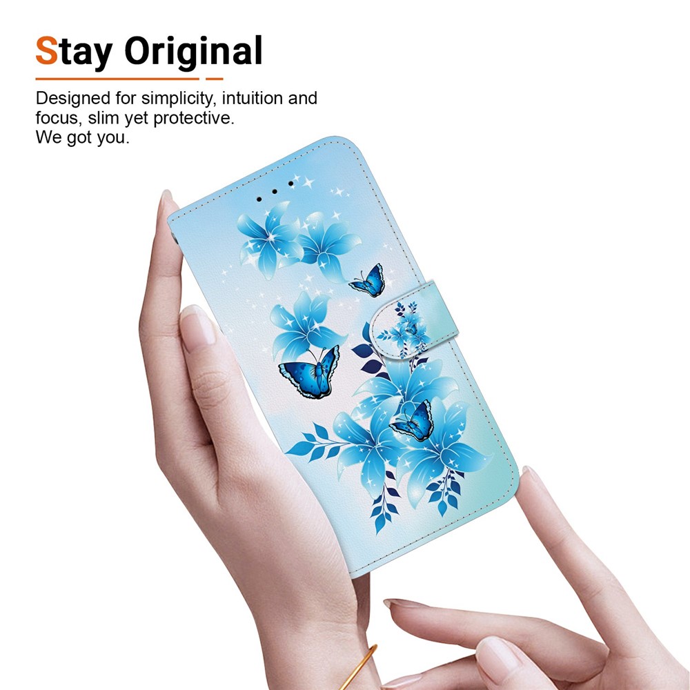  iPhone 17 Pro Fodral Med Tryck Blå Blommor - Teknikhallen.se