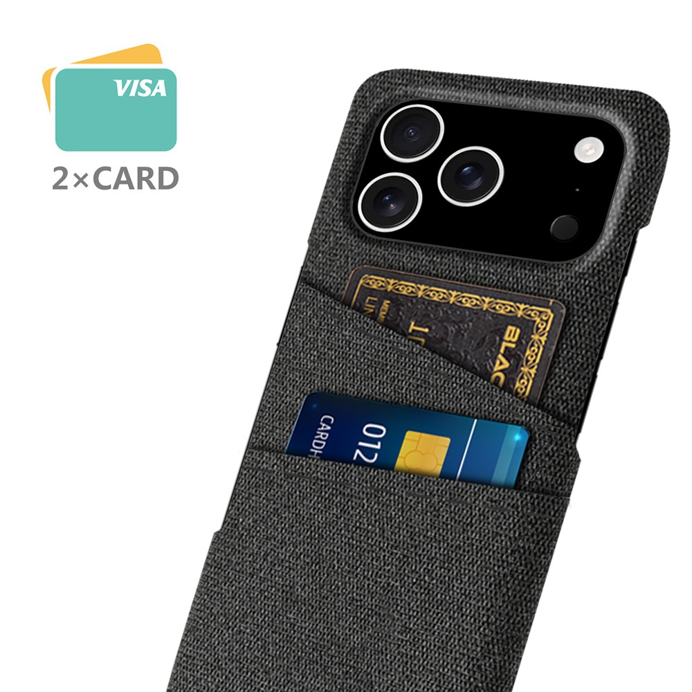  iPhone 17 Pro Skal Med Kortfack Tygbelagt Svart - Teknikhallen.se