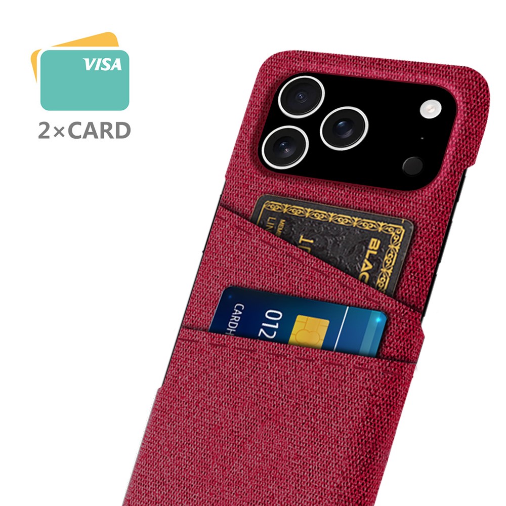  iPhone 17 Pro Skal Med Kortfack Tygbelagt Röd - Teknikhallen.se