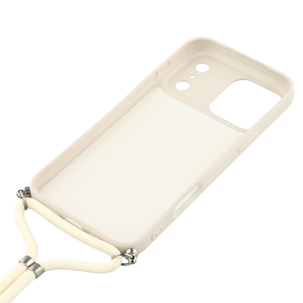  iPhone 17 Pro Skal Med Mobilsnöre TPU Vit - Teknikhallen.se