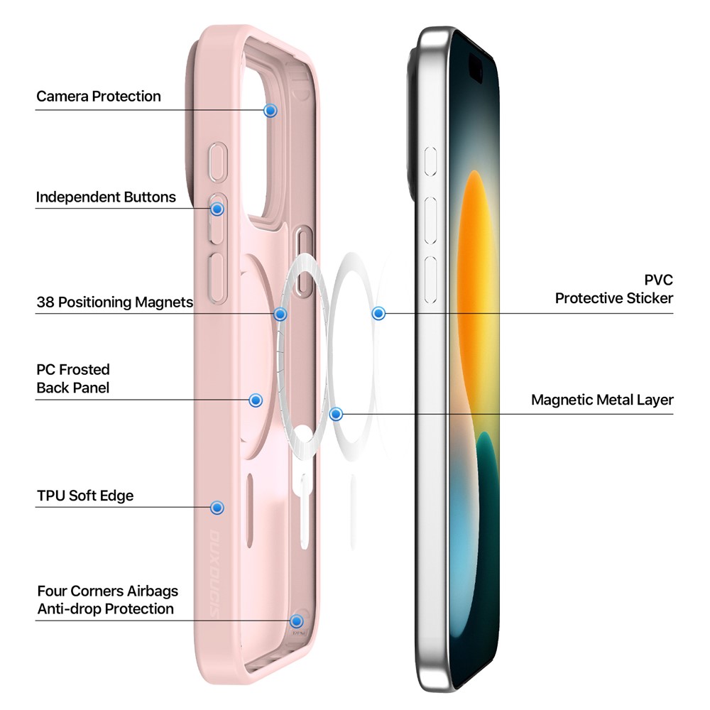 DUX DUCIS DUX DUCIS iPhone 17 Pro Skal MagSafe Yind Series Rosa - Teknikhallen.se