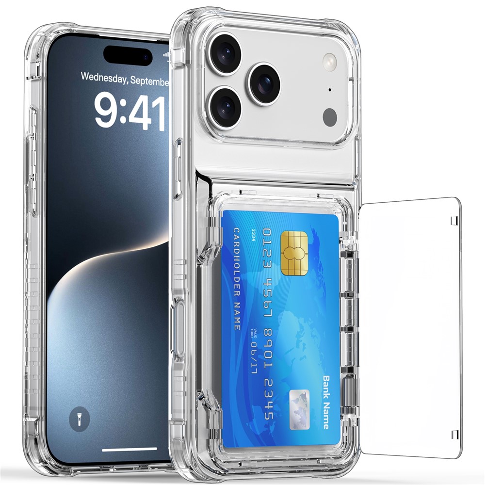  iPhone 17 Pro Skal Kickstand Med Korthållare Transparent - Teknikhallen.se