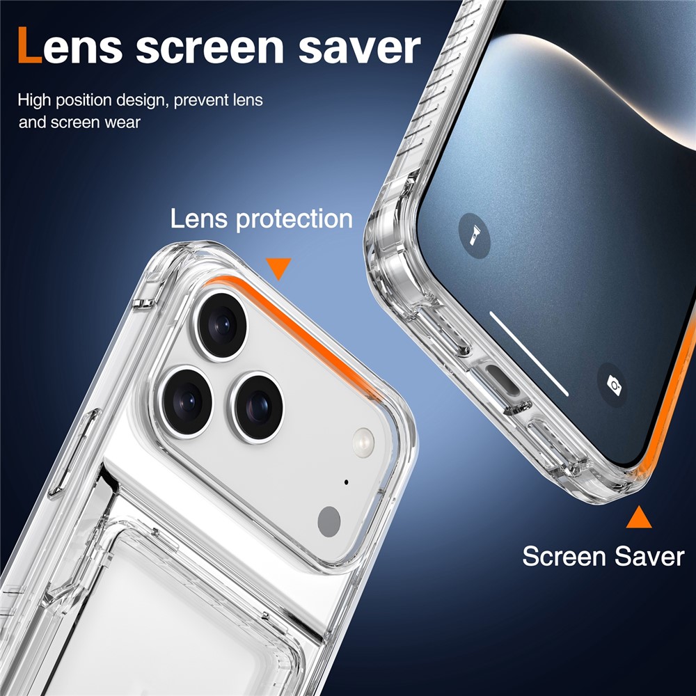  iPhone 17 Pro Skal Kickstand Med Korthållare Transparent - Teknikhallen.se
