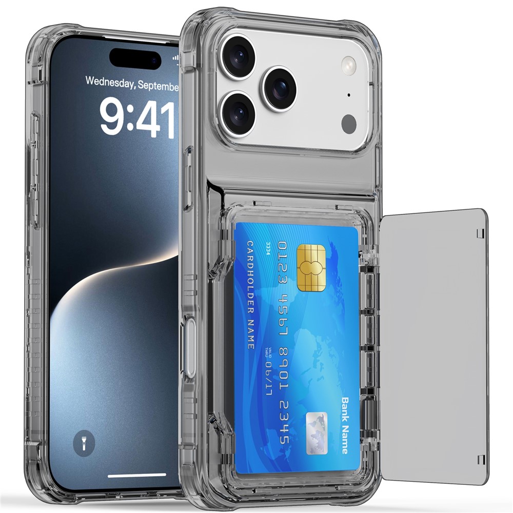  iPhone 17 Pro Skal Kickstand Med Korthållare Tonad Svart - Teknikhallen.se