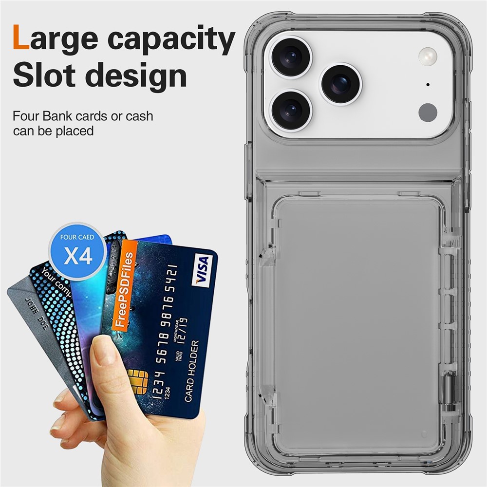  iPhone 17 Pro Skal Kickstand Med Korthållare Tonad Svart - Teknikhallen.se