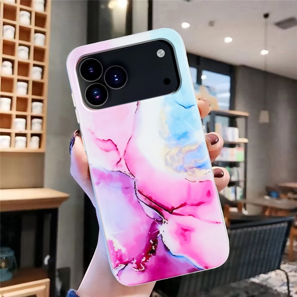  iPhone 17 Pro Skal TPU Marmor Rosa / Blå - Teknikhallen.se