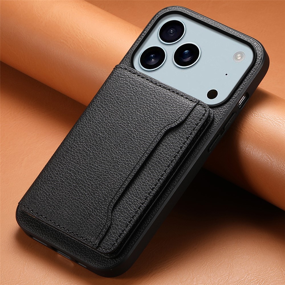  iPhone 17 Pro Skal Med Kortfack Läder Svart - Teknikhallen.se