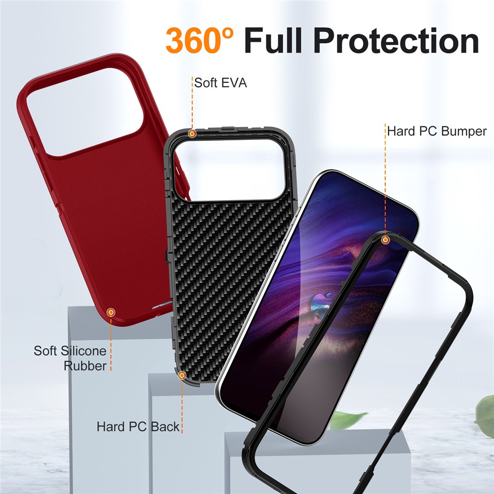  iPhone 17 Pro Skal Extreme Shockproof Hybrid Röd - Teknikhallen.se