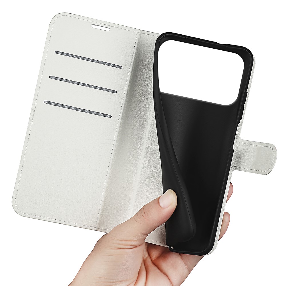  iPhone 17 Pro Max Fodral Litchi Läder Vit - Teknikhallen.se