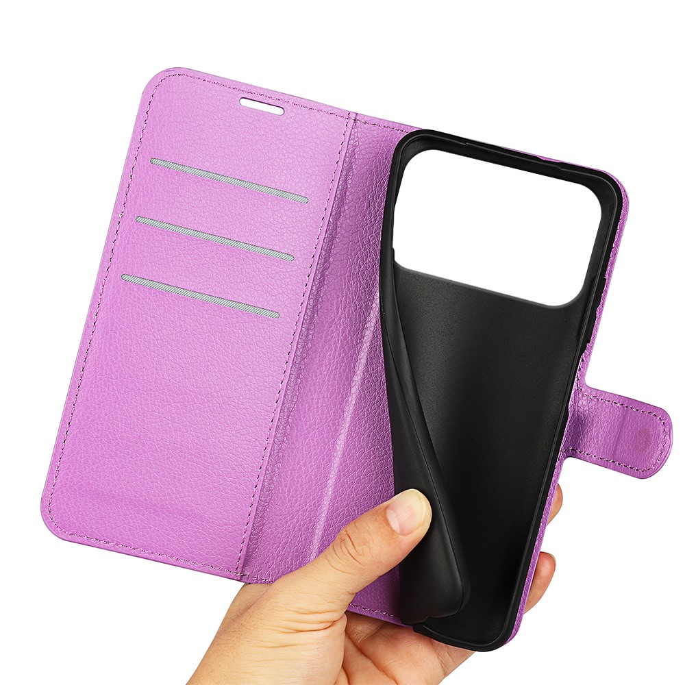  iPhone 17 Pro Max Fodral Litchi Läder Lila - Teknikhallen.se