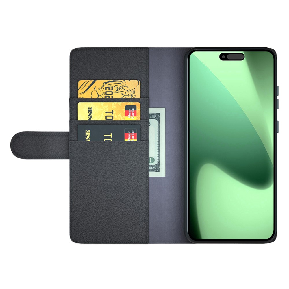  iPhone 17 Pro Max Fodral Premium Äkta Läder Svart - Teknikhallen.se