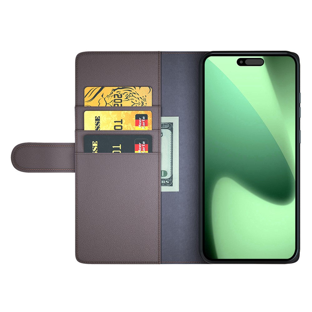  iPhone 17 Pro Max Fodral Premium Äkta Läder Brun - Teknikhallen.se