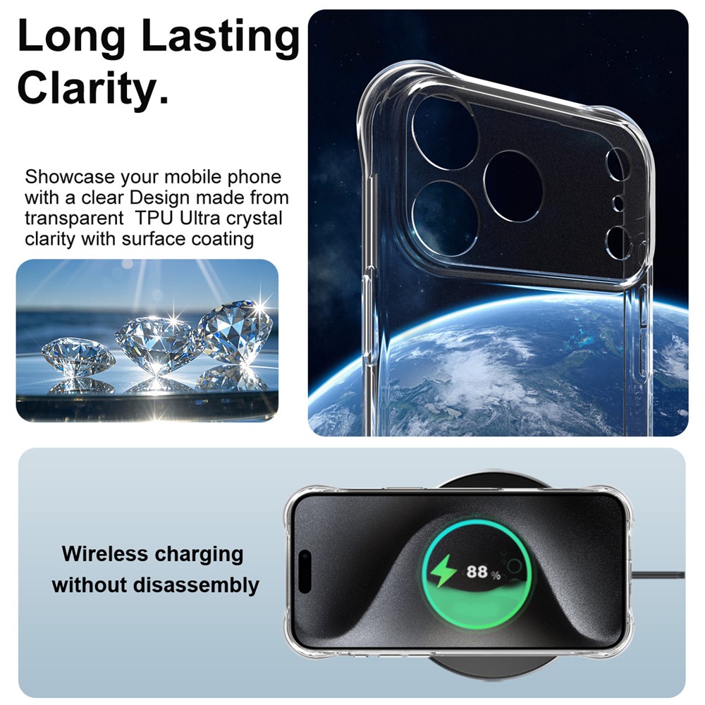 IMAK IMAK iPhone 17 Pro Max Skal TPU Shockproof Airbag Transparent - Teknikhallen.se