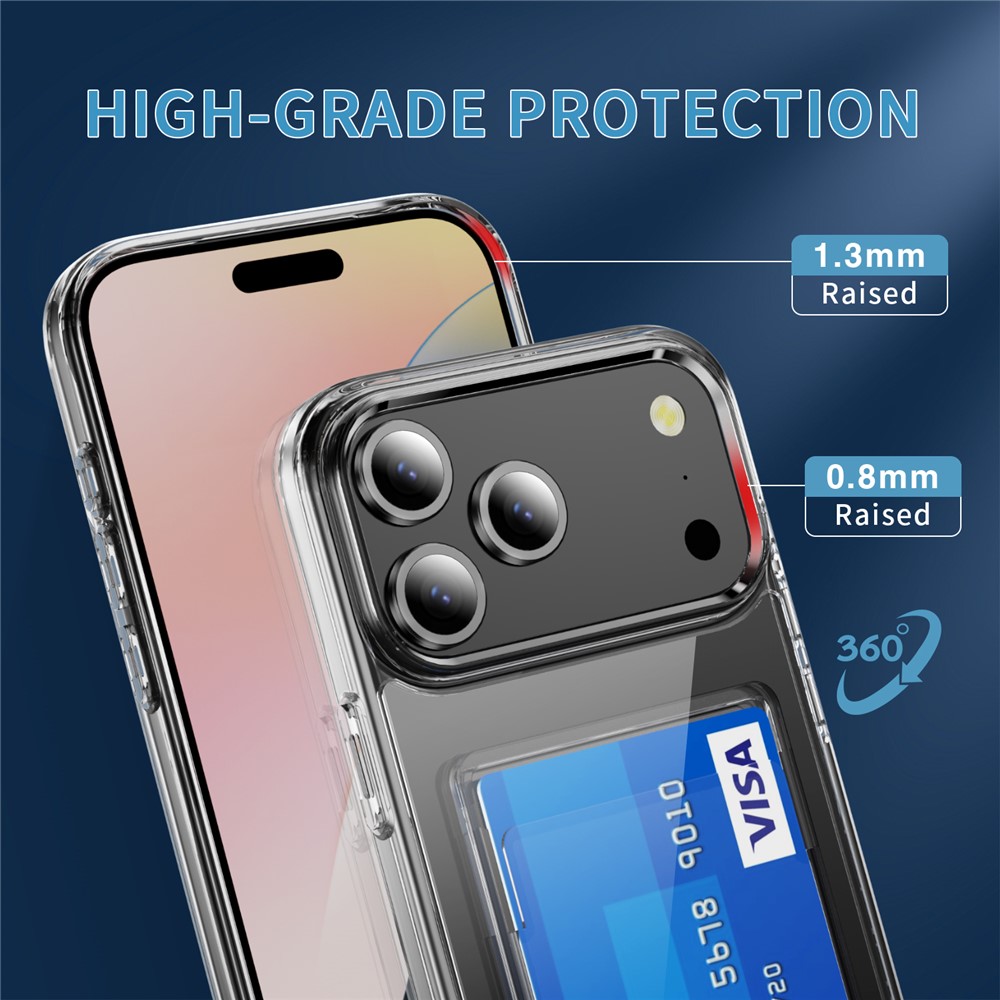  iPhone 17 Pro Max Skal Med Korthållare Transparent - Teknikhallen.se
