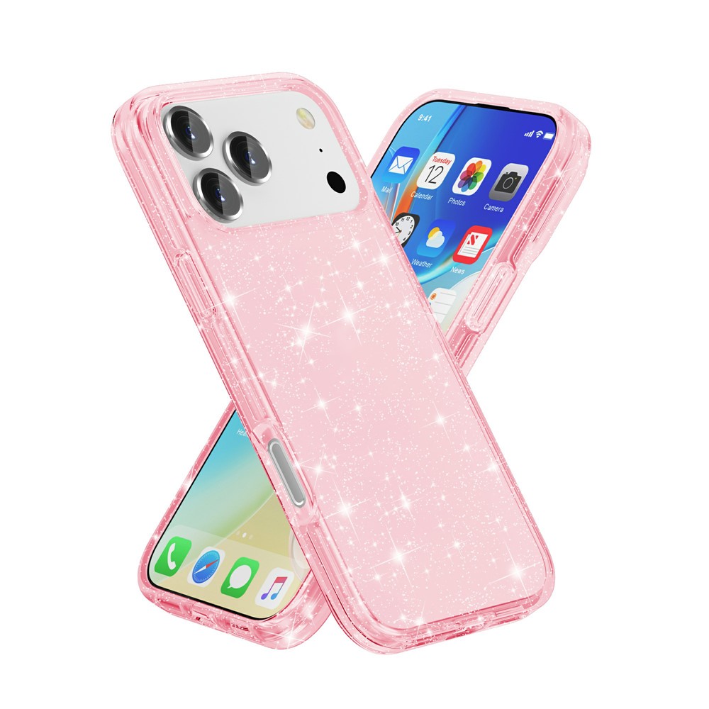  iPhone 17 Pro Max Skal Glitter Rosa - Teknikhallen.se