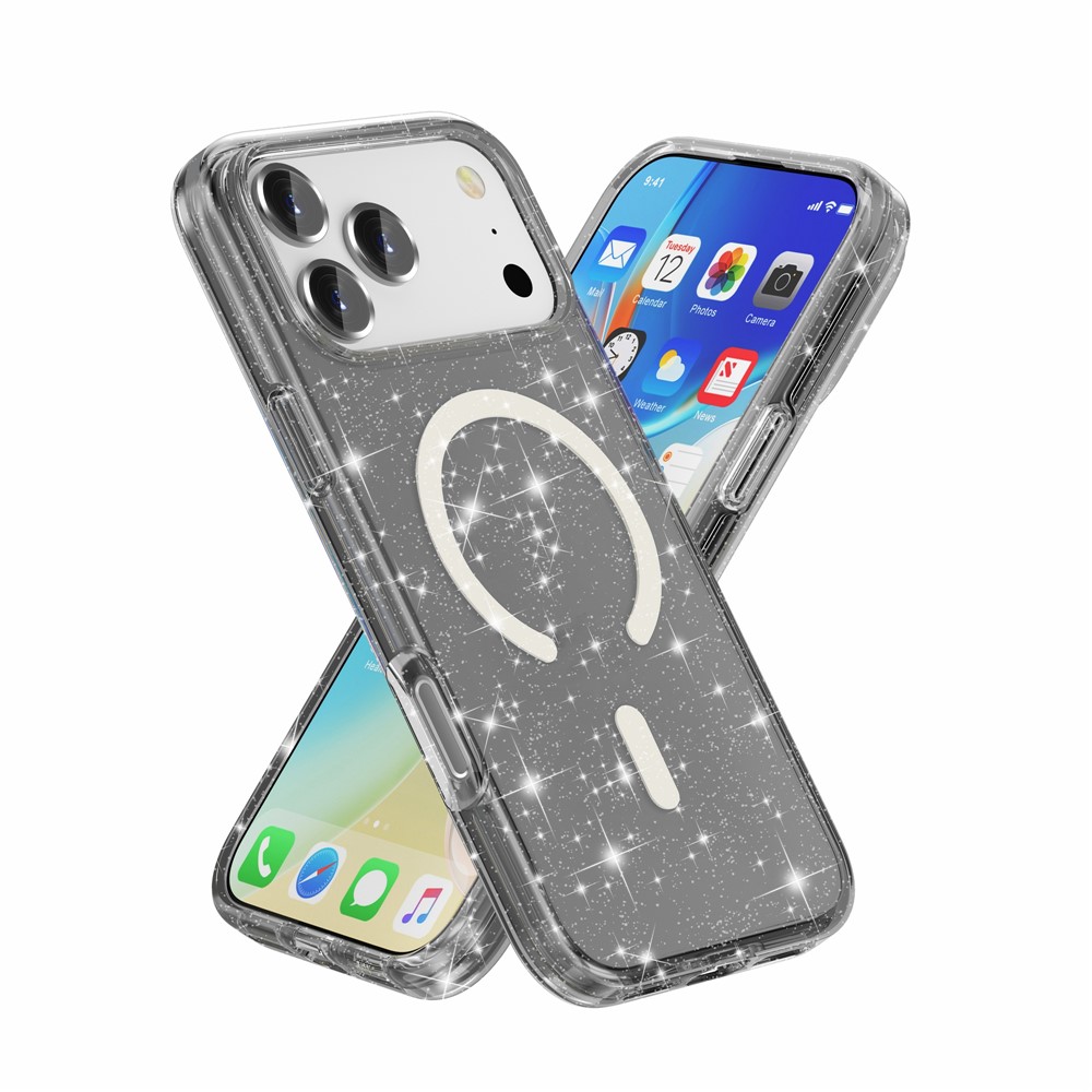  iPhone 17 Pro Max Skal MagSafe Glitter Svart - Teknikhallen.se