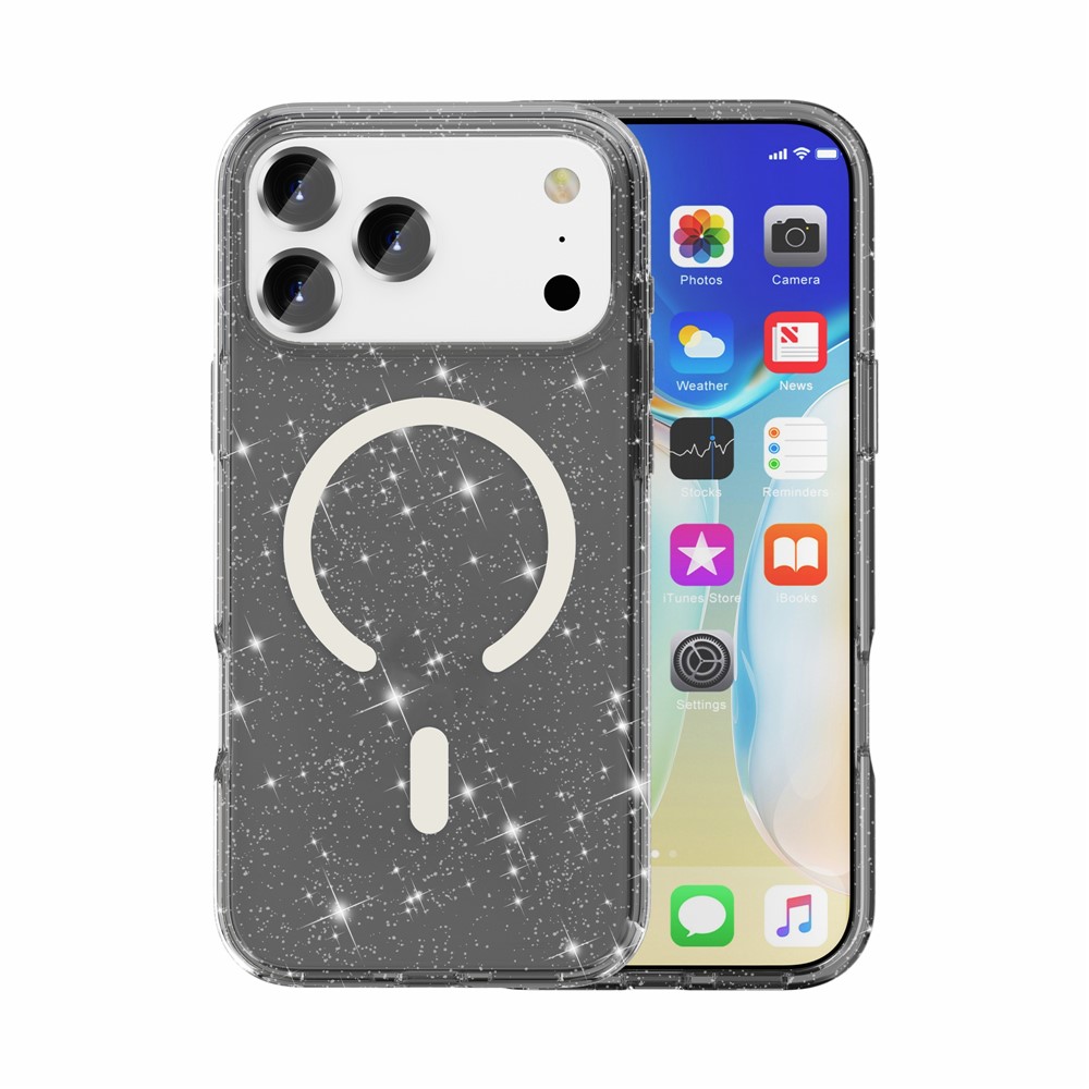  iPhone 17 Pro Max Skal MagSafe Glitter Svart - Teknikhallen.se