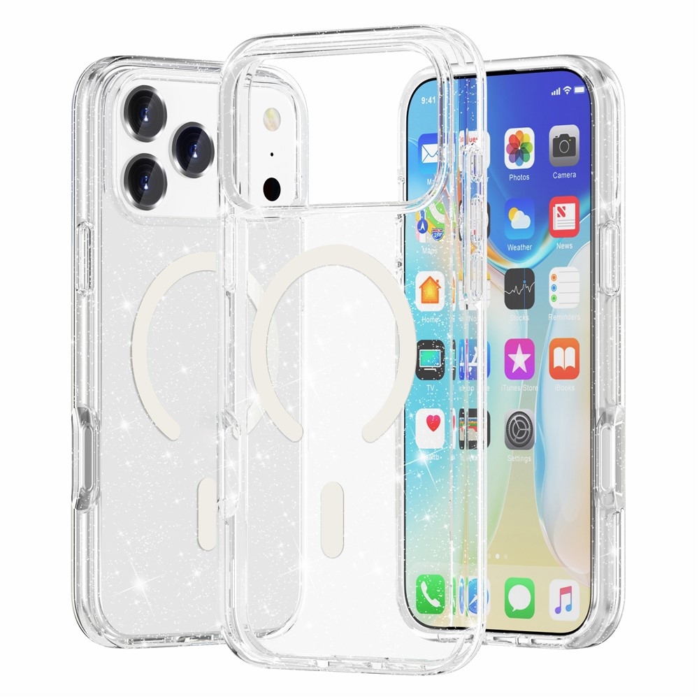  iPhone 17 Pro Max Skal MagSafe Glitter Transparent - Teknikhallen.se