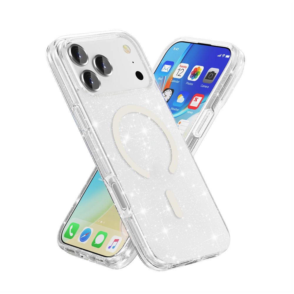 iPhone 17 Pro Max Skal MagSafe Glitter Transparent - Teknikhallen.se
