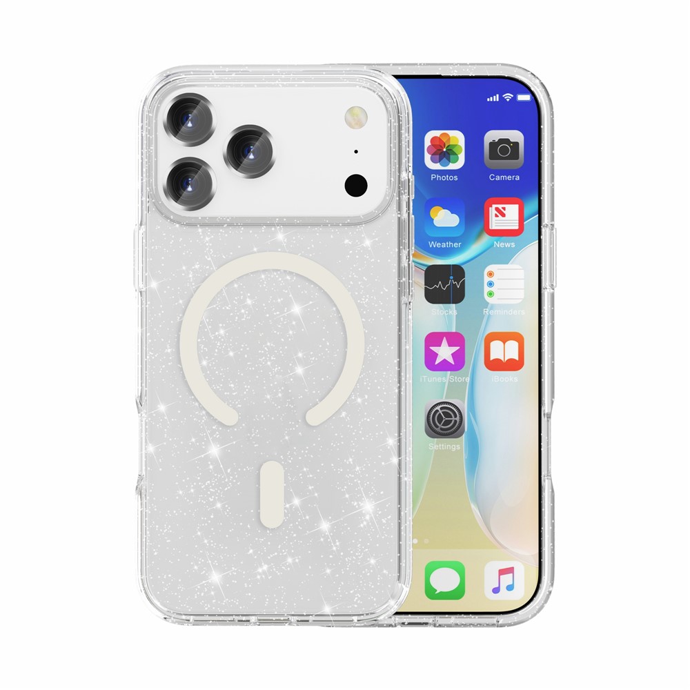  iPhone 17 Pro Max Skal MagSafe Glitter Transparent - Teknikhallen.se
