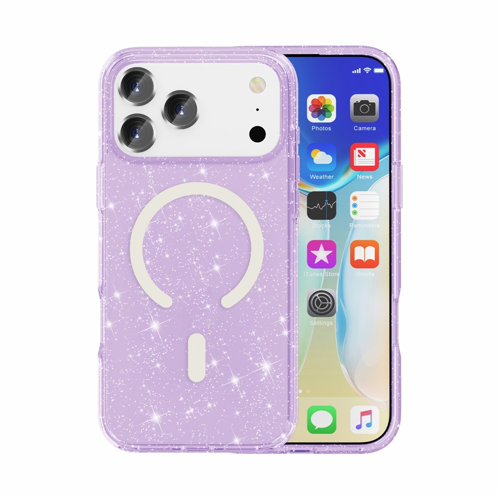  iPhone 17 Pro Max Skal MagSafe Glitter Lila - Teknikhallen.se