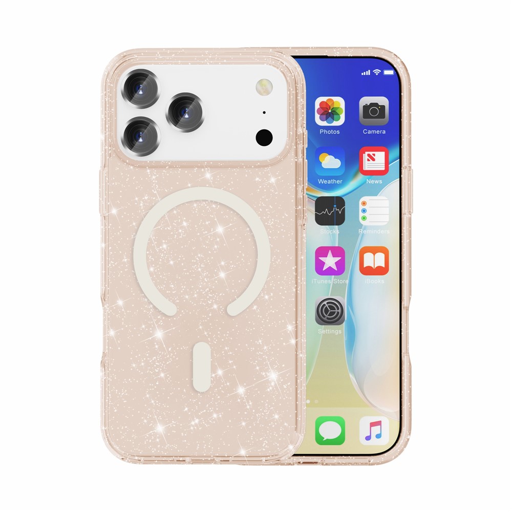  iPhone 17 Pro Max Skal MagSafe Glitter Guld - Teknikhallen.se