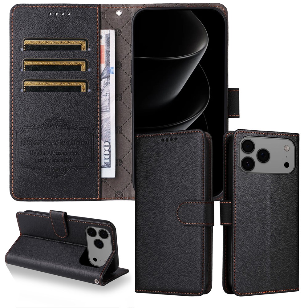  iPhone 17 Pro Max Fodral RFID Läder Svart - Teknikhallen.se