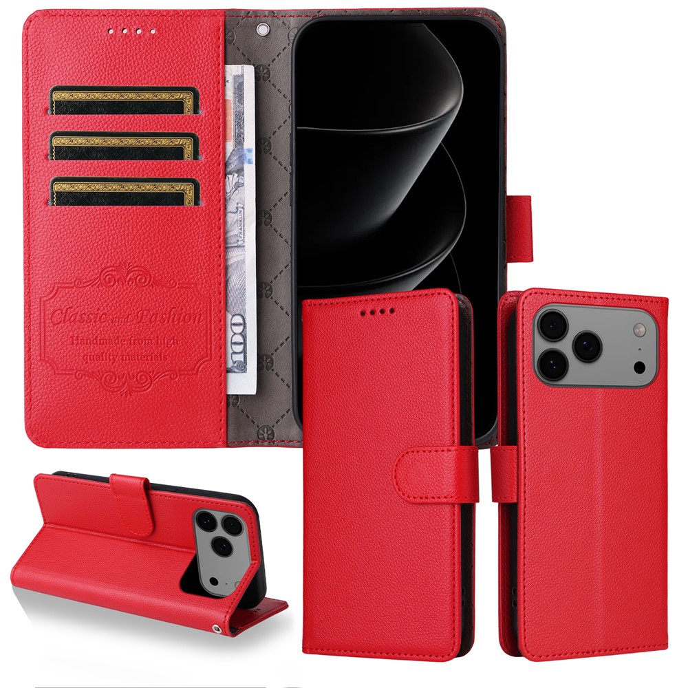  iPhone 17 Pro Max Fodral RFID Läder Röd - Teknikhallen.se