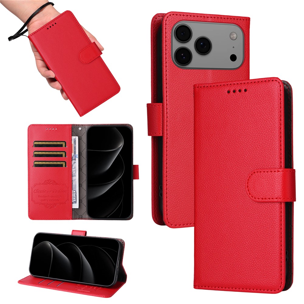  iPhone 17 Pro Max Fodral RFID Läder Röd - Teknikhallen.se