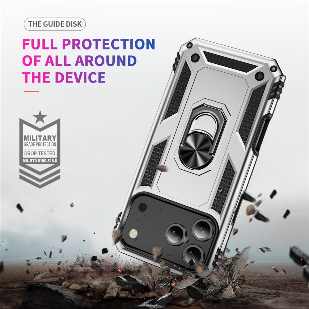  iPhone 17 Pro Max Skal Shockproof Hybrid Ring Silver - Teknikhallen.se