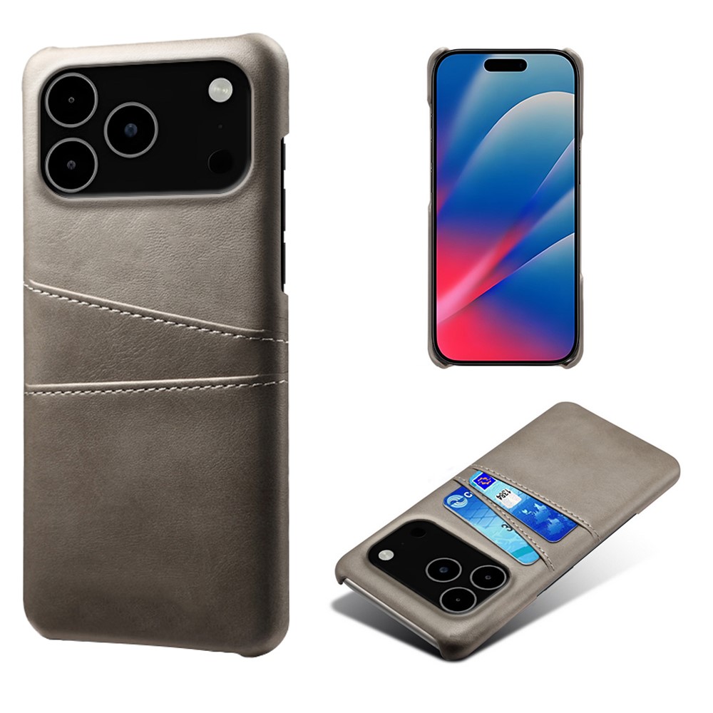  iPhone 17 Pro Max Skal Med Kortfack Läder Grå - Teknikhallen.se