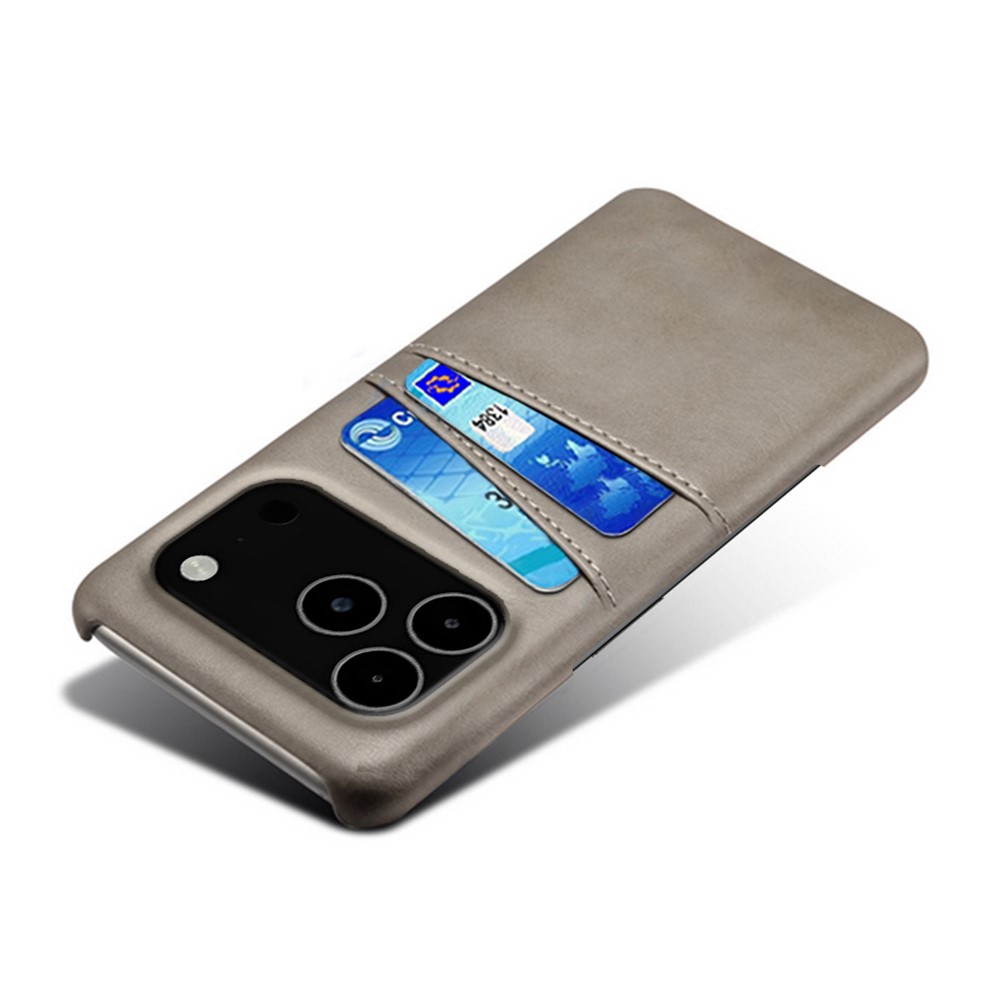  iPhone 17 Pro Max Skal Med Kortfack Läder Grå - Teknikhallen.se