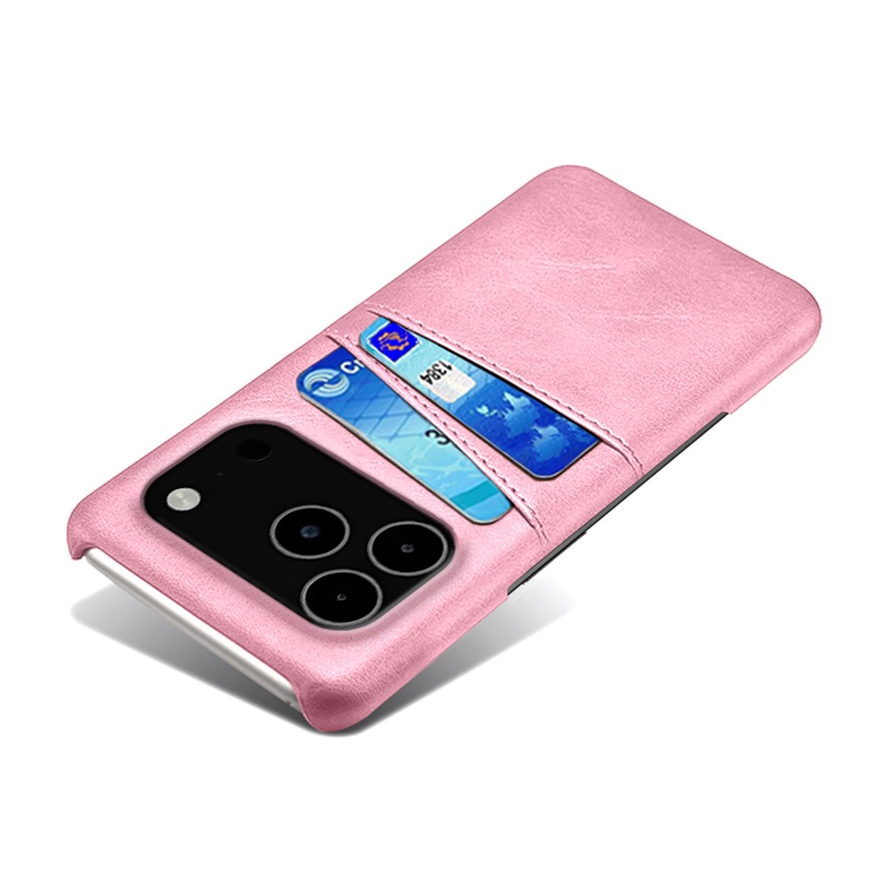  iPhone 17 Pro Max Skal Med Kortfack Läder Roséguld - Teknikhallen.se