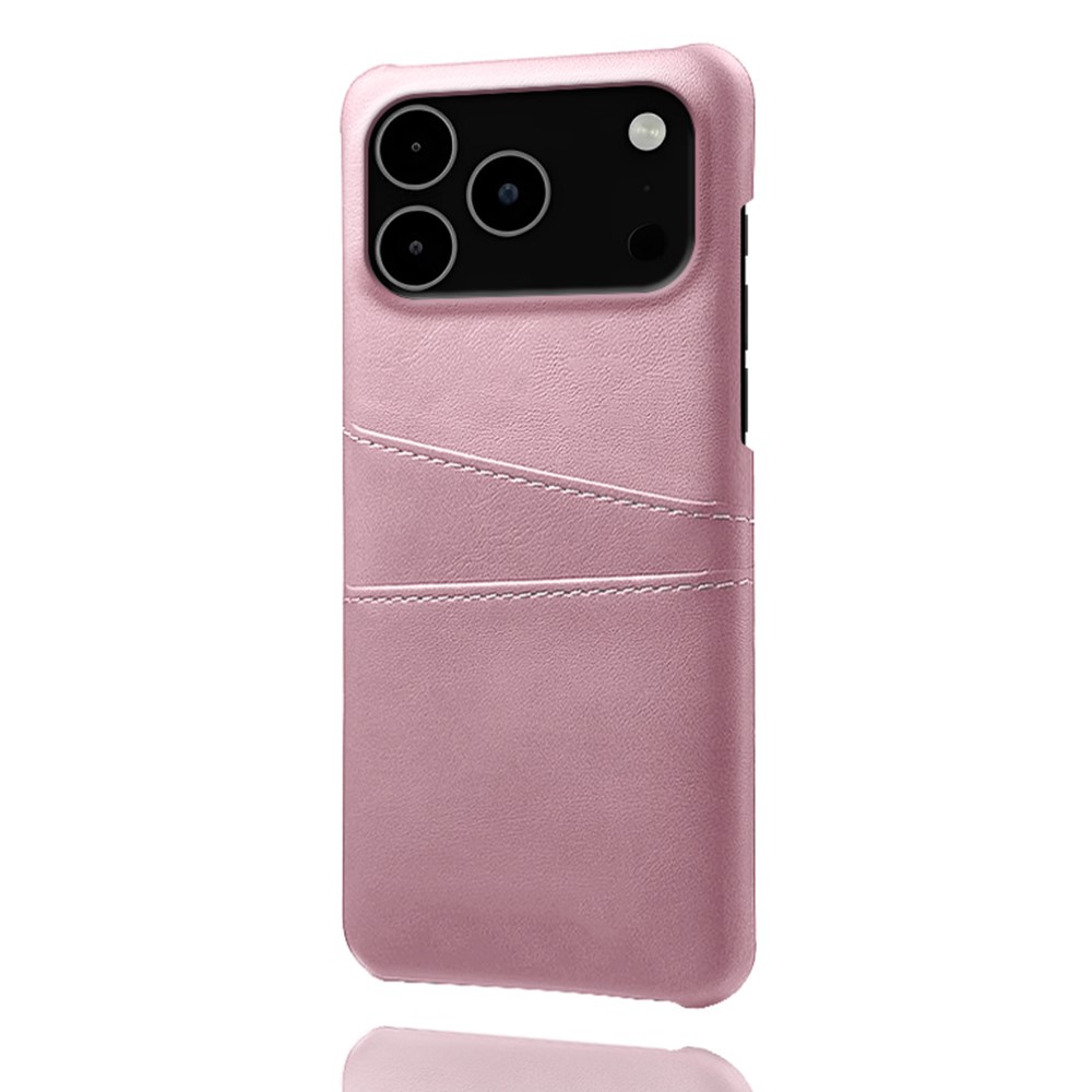  iPhone 17 Pro Max Skal Med Kortfack Läder Roséguld - Teknikhallen.se