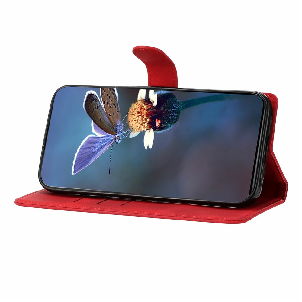  iPhone 17 Pro Max Fodral Med Blommigt Tryck Läder Röd - Teknikhallen.se