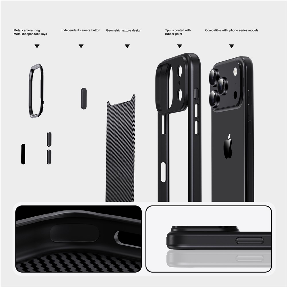 IPAKY IPAKY iPhone 17 Pro Max Skal TPU Kolfiber Textur Svart - Teknikhallen.se