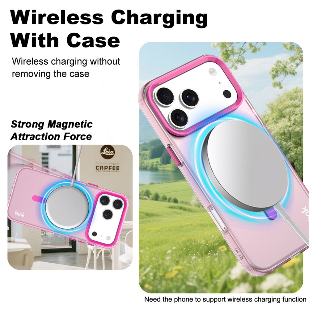 IMAK IMAK iPhone 17 Pro Max Skal MagSafe Anti Drop Rosa - Teknikhallen.se