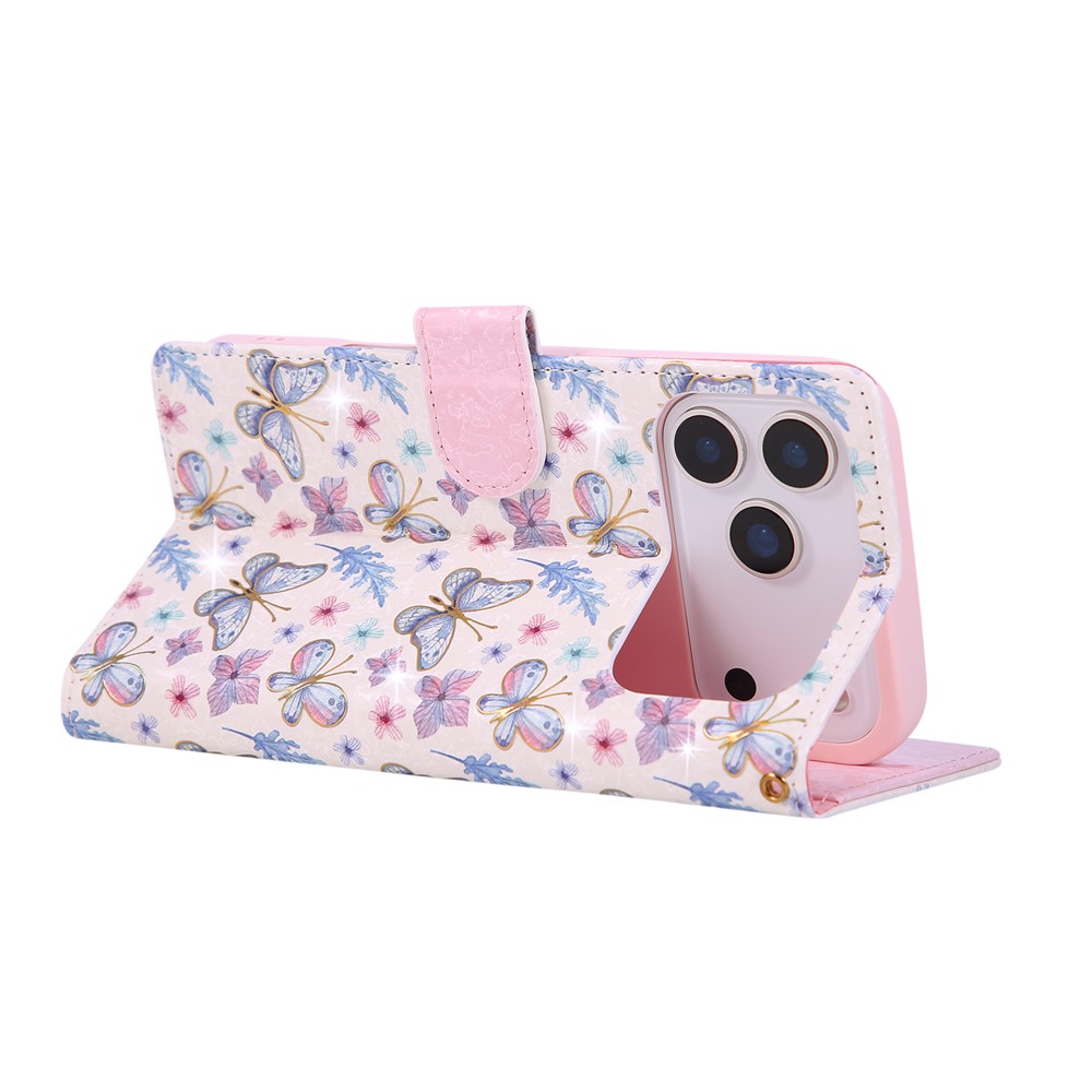  iPhone 17 Pro Max Fodral RFID Läder Fjärilar / Blommor - Teknikhallen.se