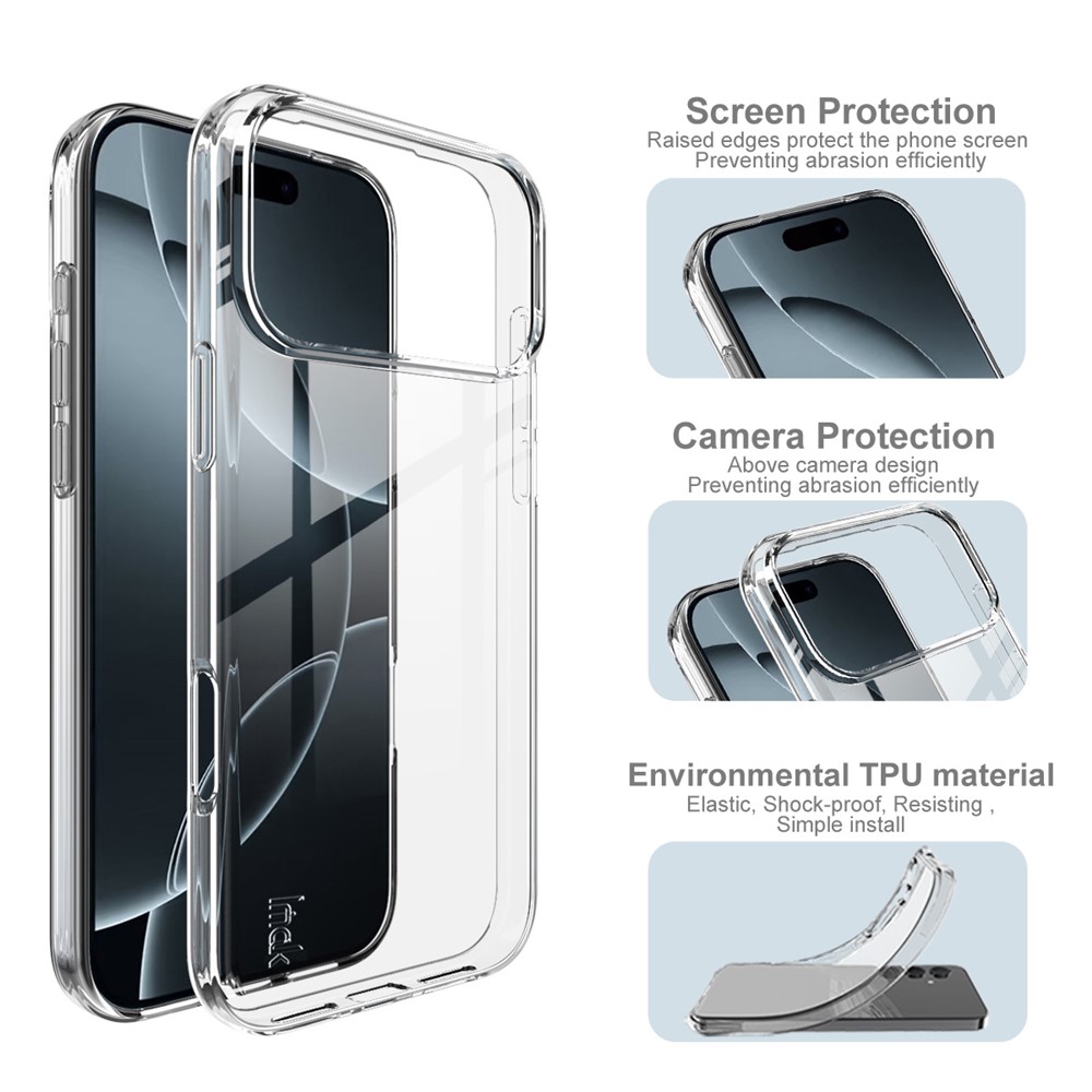 IMAK IMAK iPhone 17 Pro Max Skal Soft TPU Transparent - Teknikhallen.se