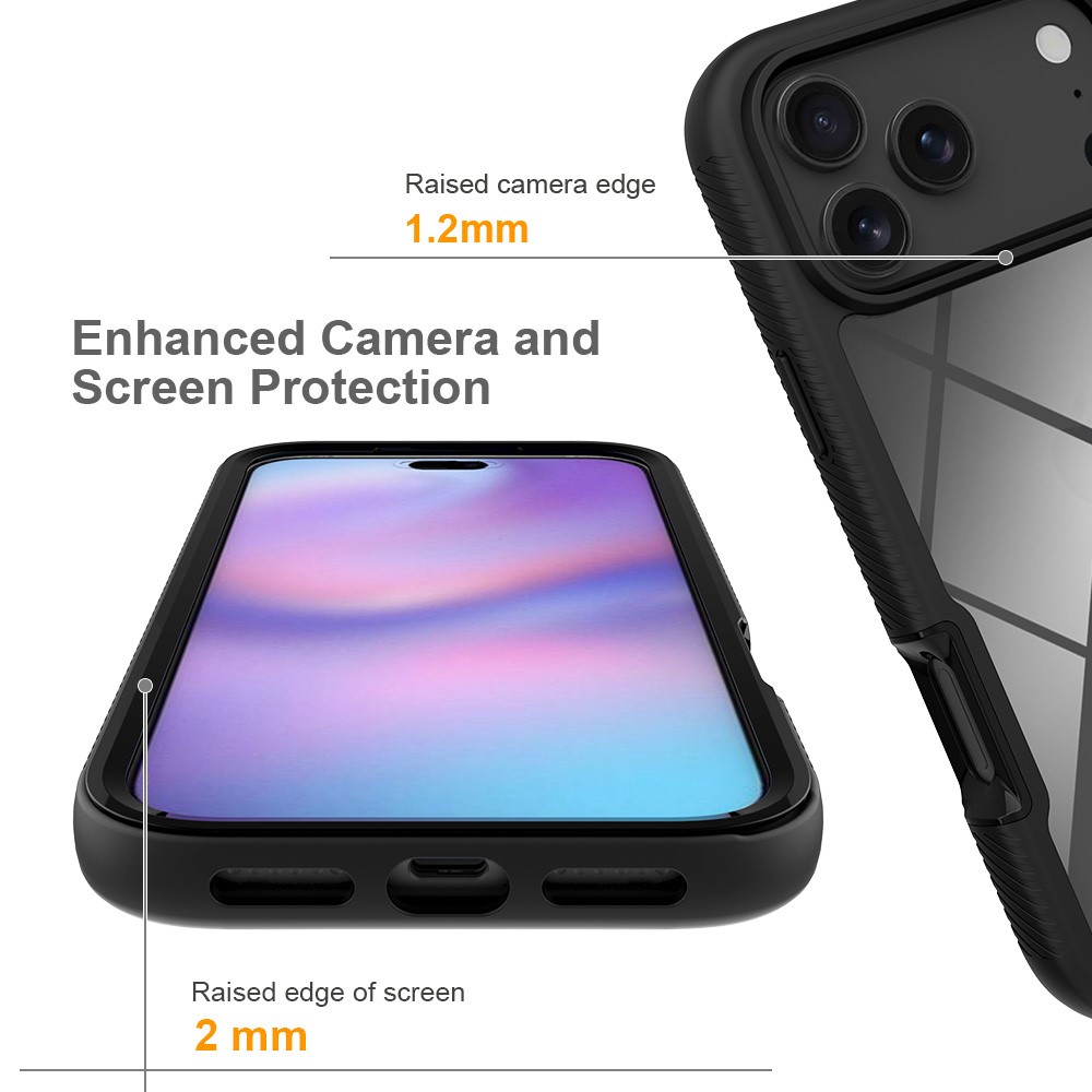  iPhone 17 Pro Max Skal Hybrid Shockproof Svart - Teknikhallen.se