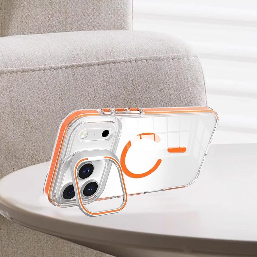 iPhone 17 Pro Max Skal MagSafe Kickstand Transparent / Vit - Teknikhallen.se