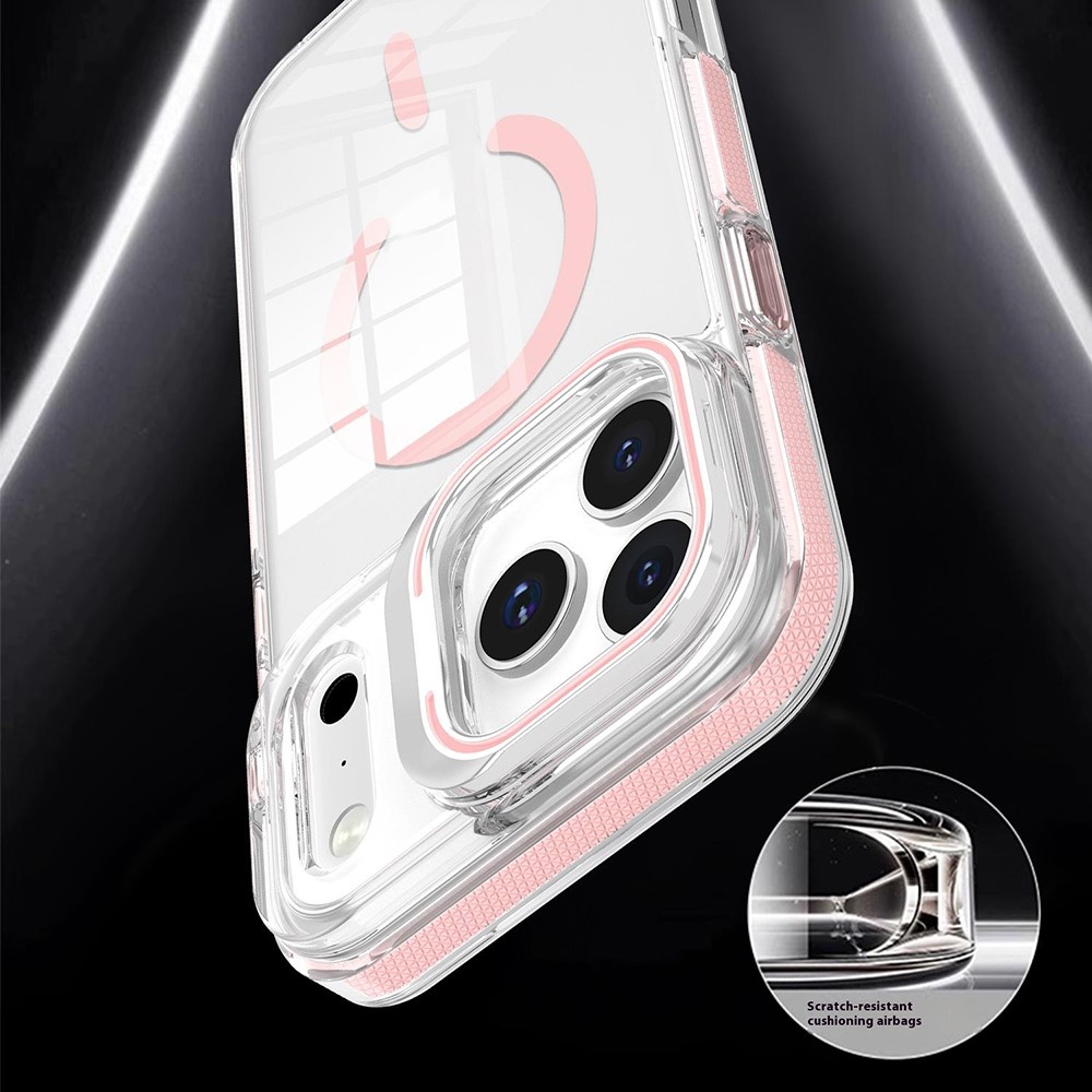  iPhone 17 Pro Max Skal MagSafe Kickstand Transparent / Rosa - Teknikhallen.se