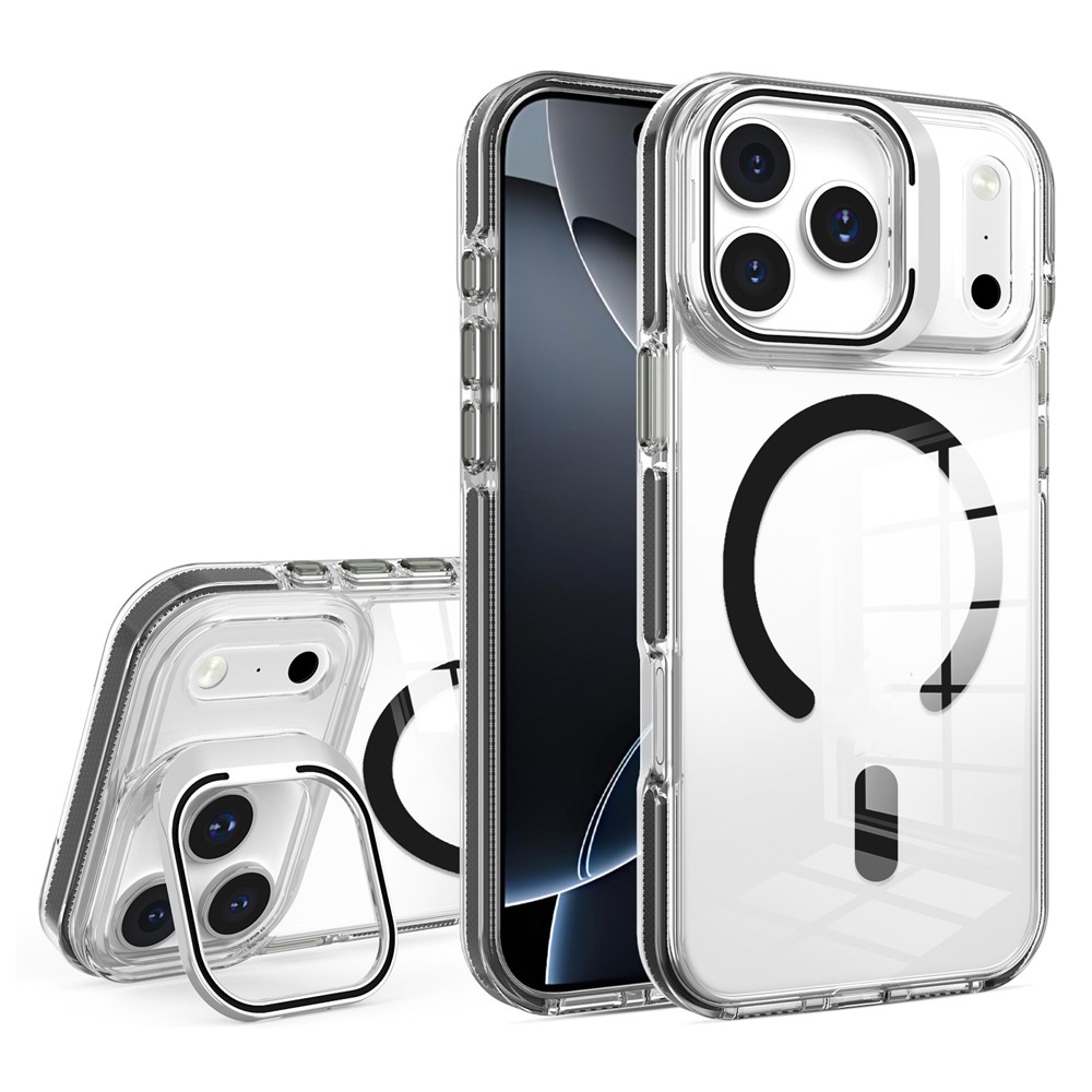  iPhone 17 Pro Max Skal MagSafe Kickstand Transparent / Svart - Teknikhallen.se
