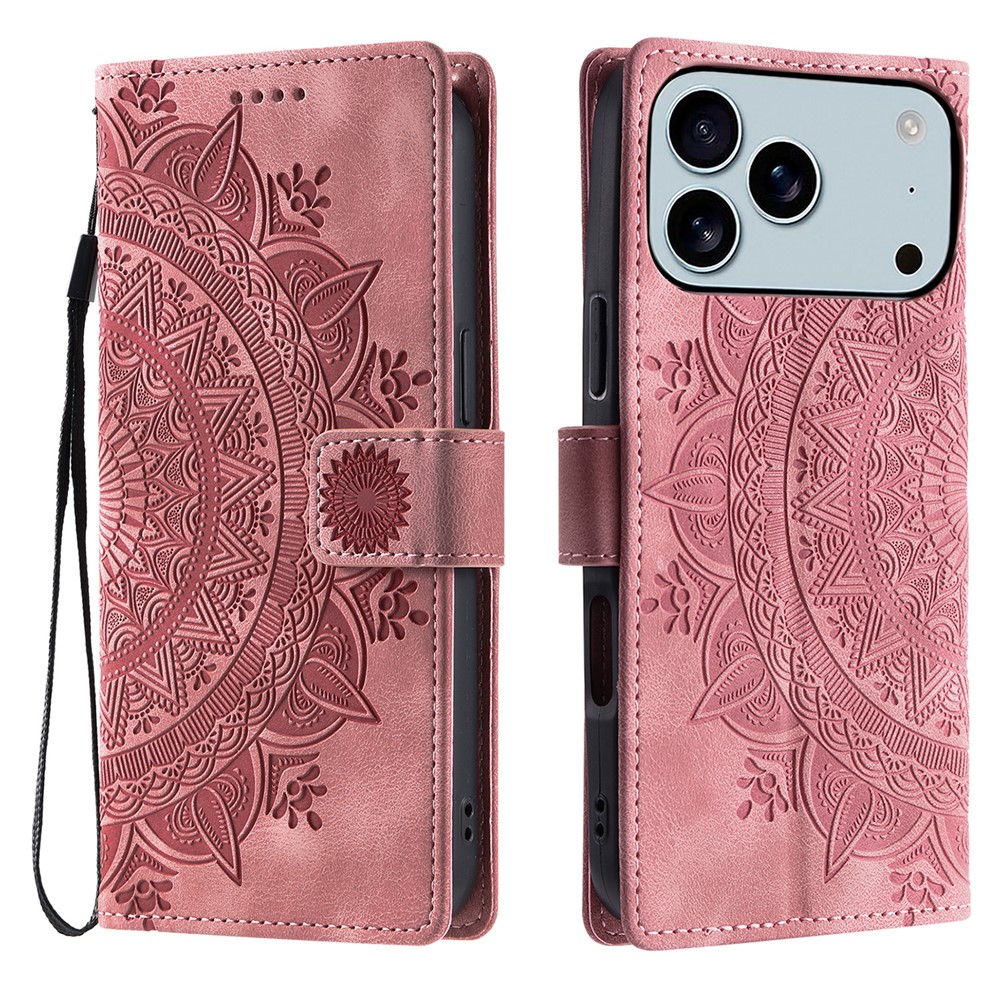  iPhone 17 Pro Max Fodral Mandala Läder Roséguld - Teknikhallen.se