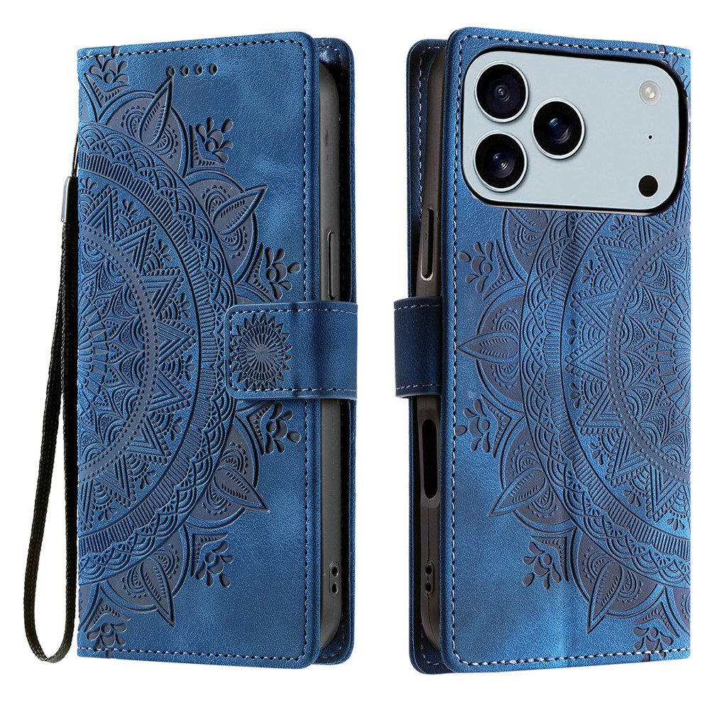  iPhone 17 Pro Max Fodral Mandala Läder Blå - Teknikhallen.se