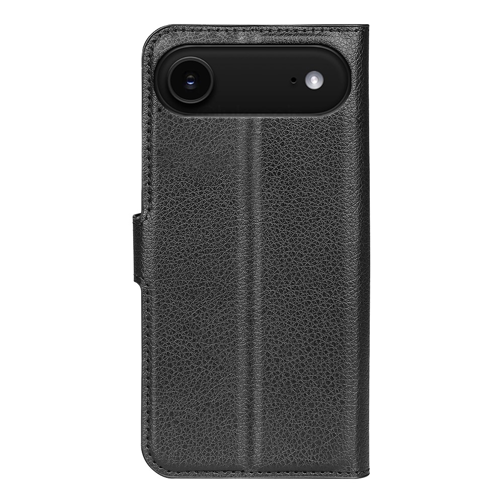  iPhone 17 Air Fodral Litchi Läder Svart - Teknikhallen.se