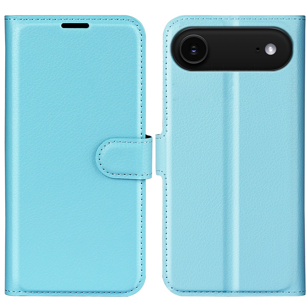  iPhone 17 Air Fodral Litchi Läder Blå - Teknikhallen.se
